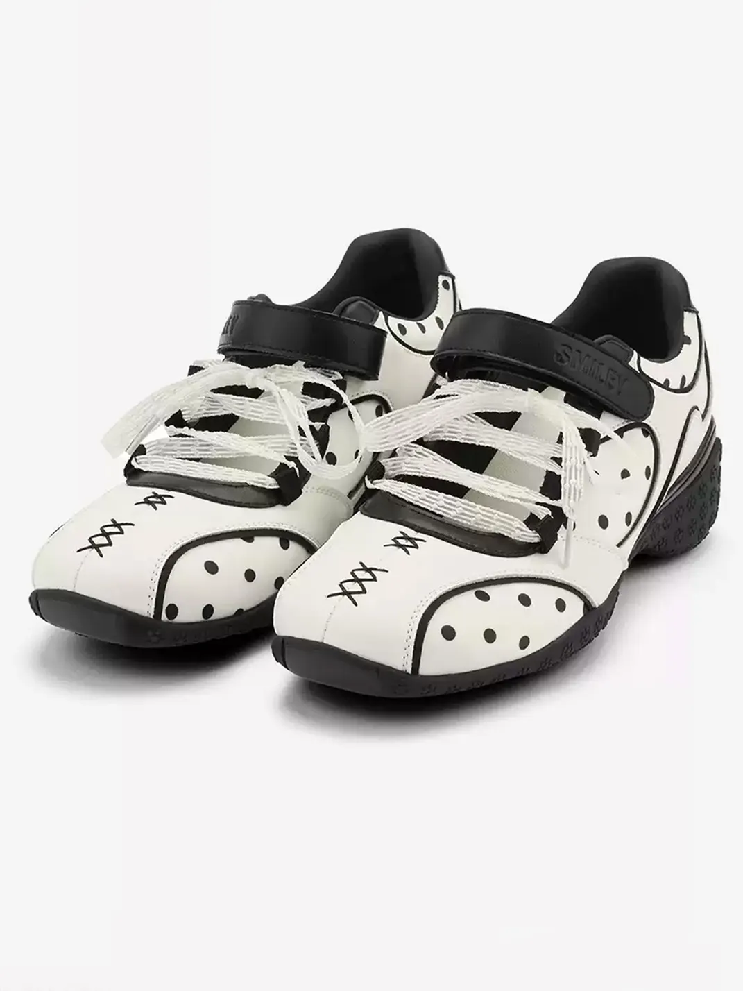 SMILEY | Polka Dot Mary Jane Velcro Sneakers