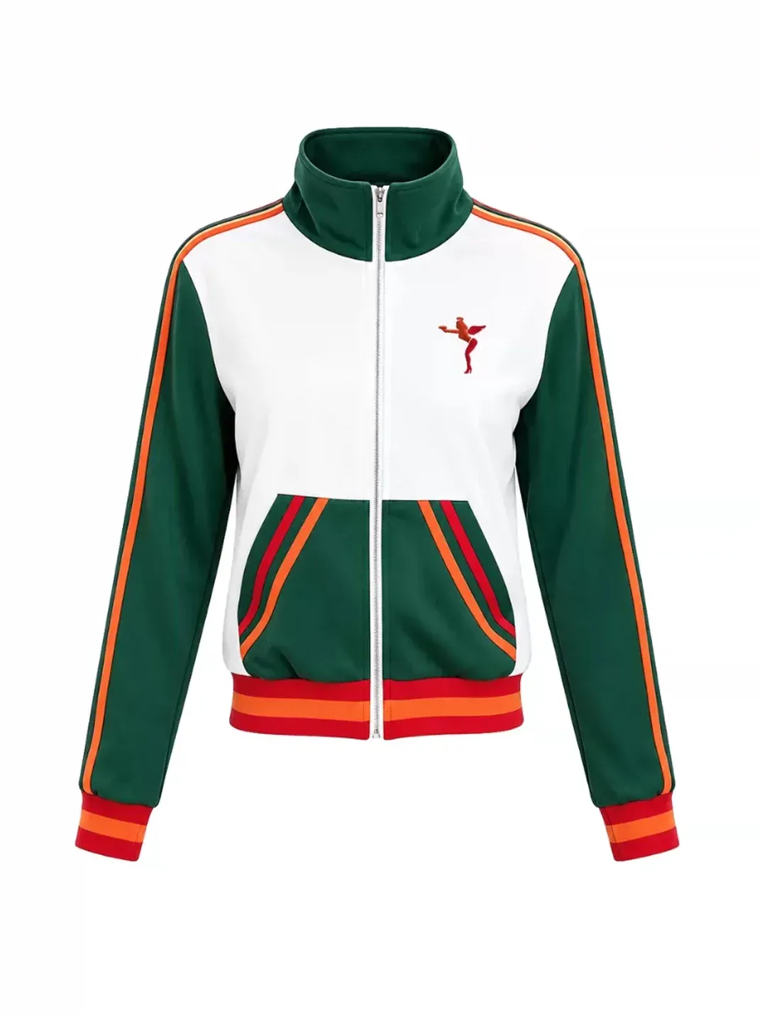 HuDieGongZhu | Color-Blocked Embroidered Rhinestone Track Jacket and Shorts Set