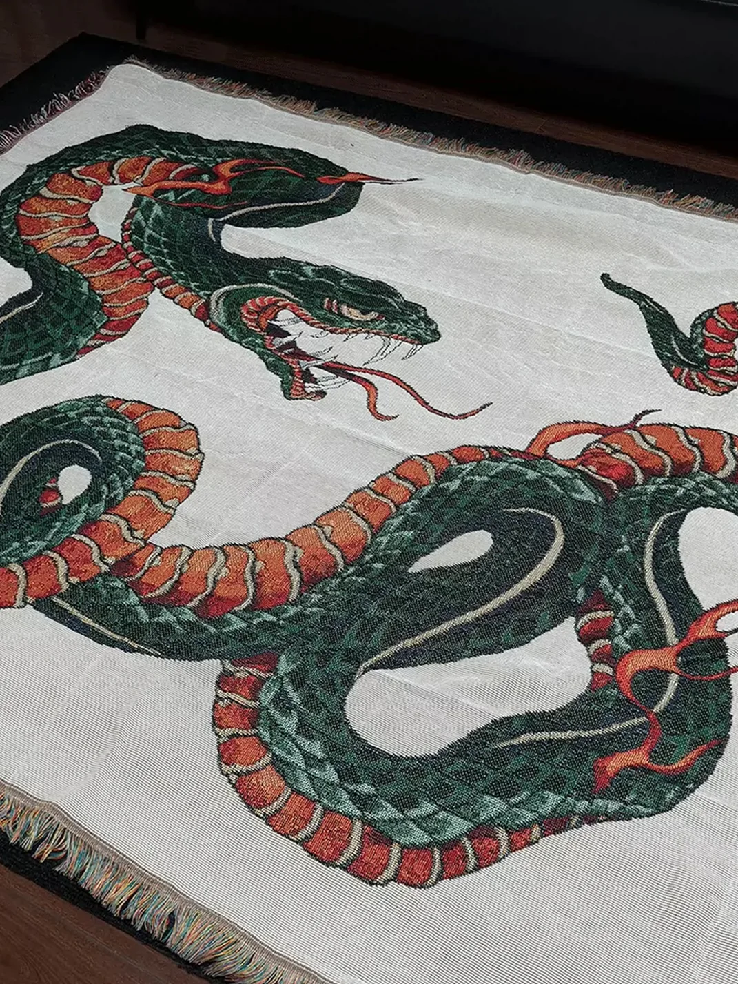 HXT | Green Snake Chinese Style Woven Throw Blanket