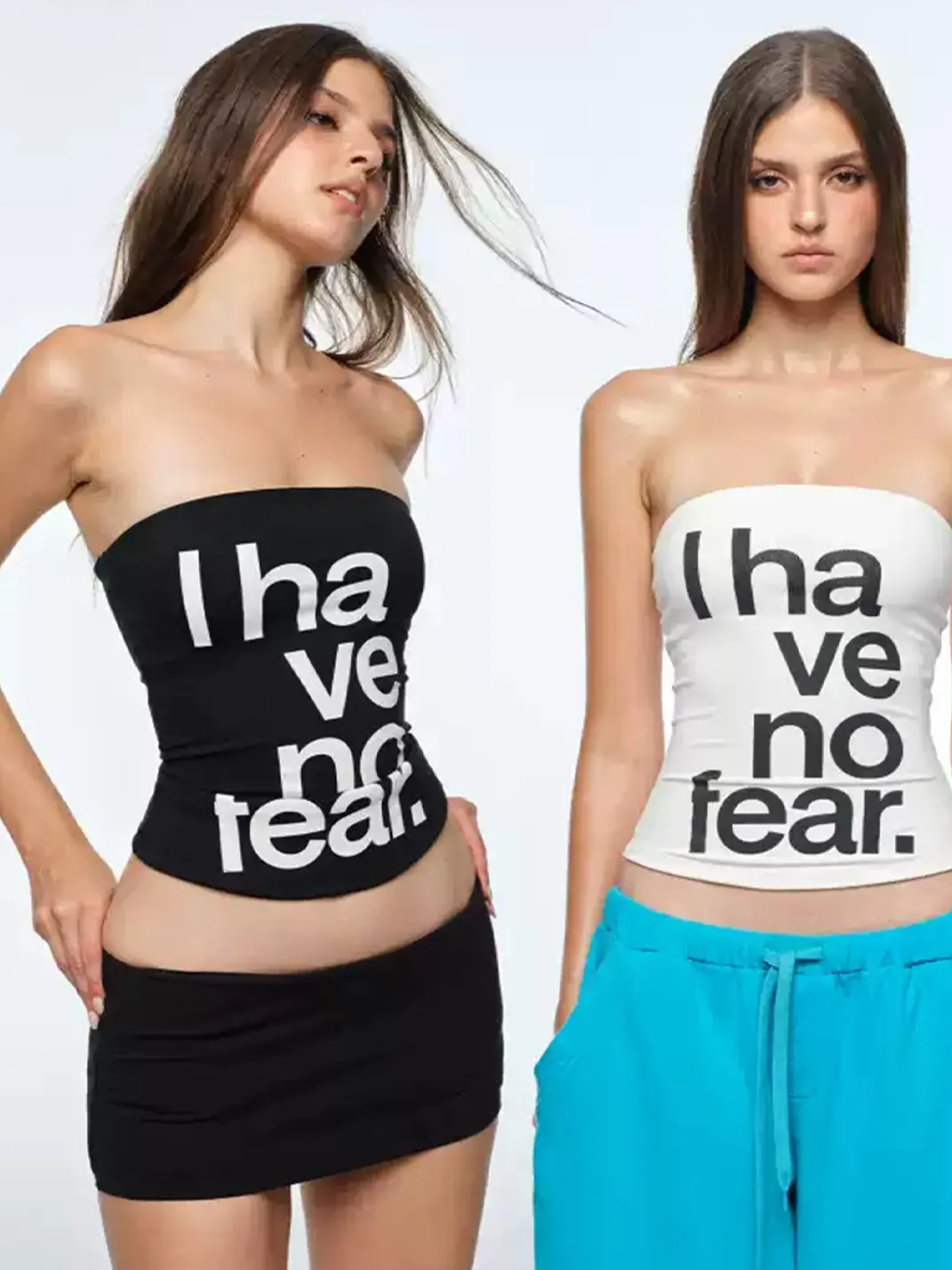 BUM STUDIO | Padded Letter Print Fitted Tube Top
