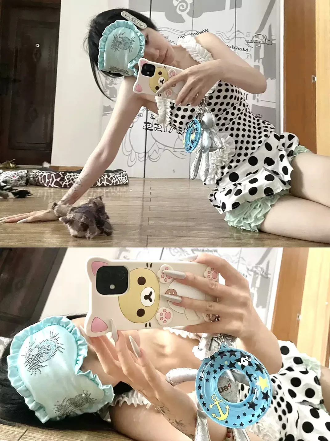 Nit alcove | Rhinestone Eye Ruffle Sleep Mask