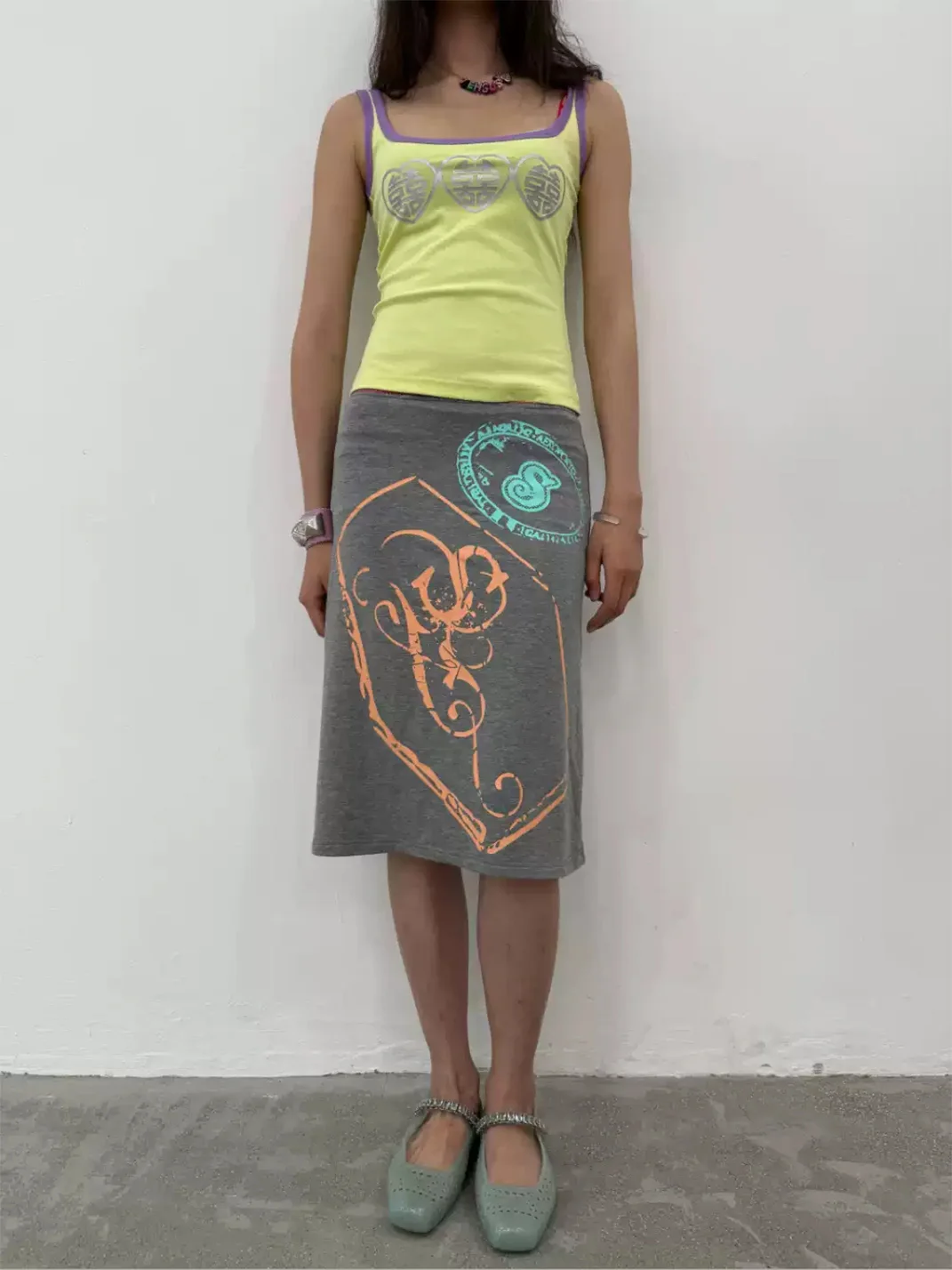 Sunny Shell | Colorblock Silver Print Tank Top