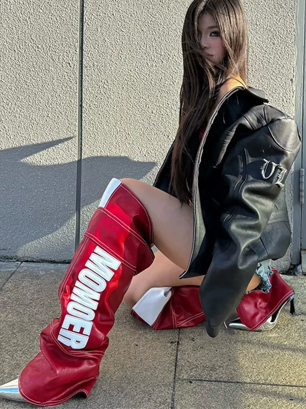 SisJuly | Letter Print Over-Knee Boot Covers