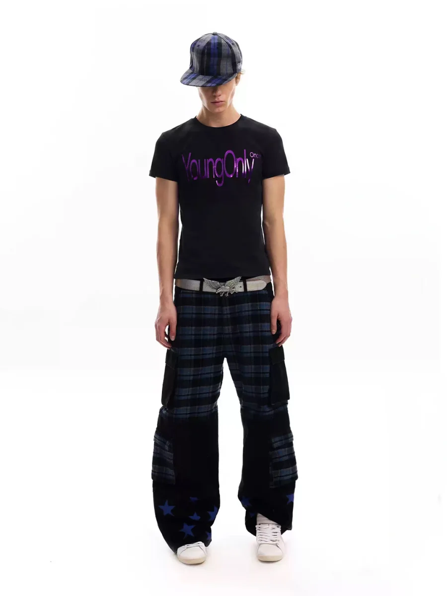 no E mosen | Liquid Metal Foil Print Fitted T-Shirt - 4