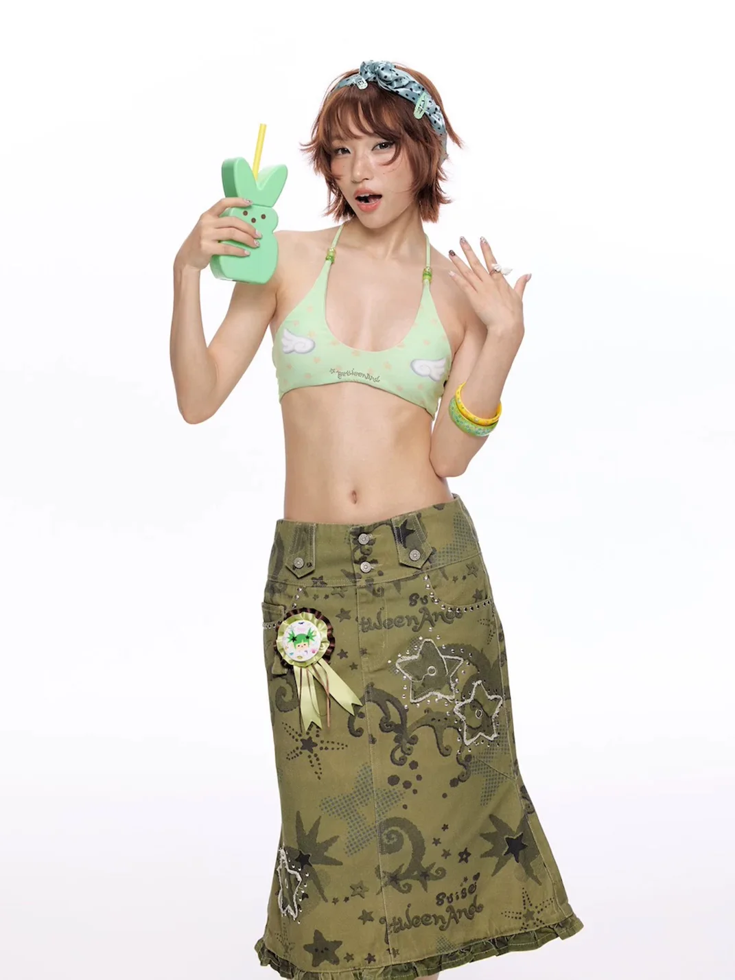 BETWEENAND | Polka Dot Wing Halter Bikini Top
