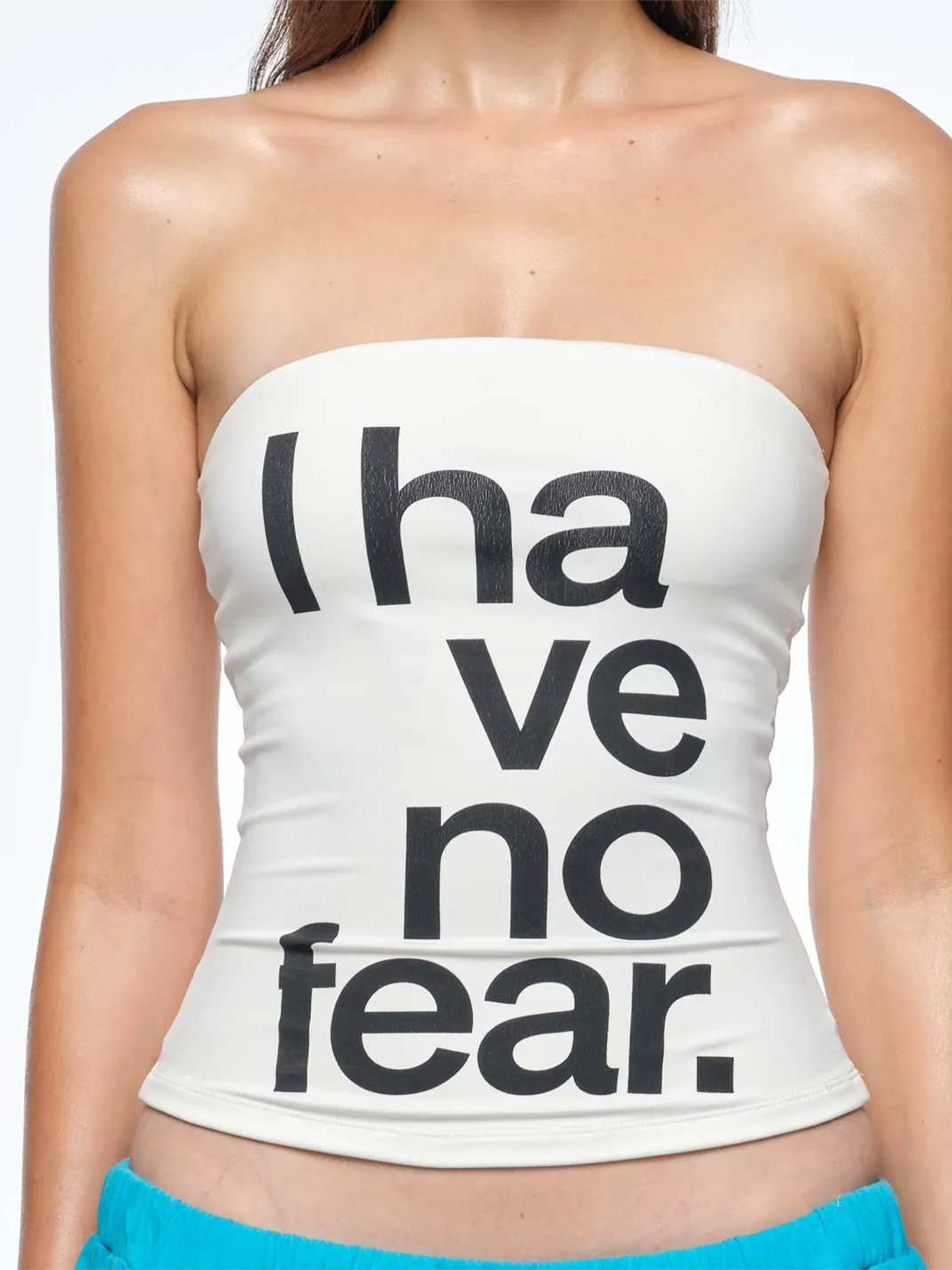 BUM STUDIO | Padded Letter Print Fitted Tube Top