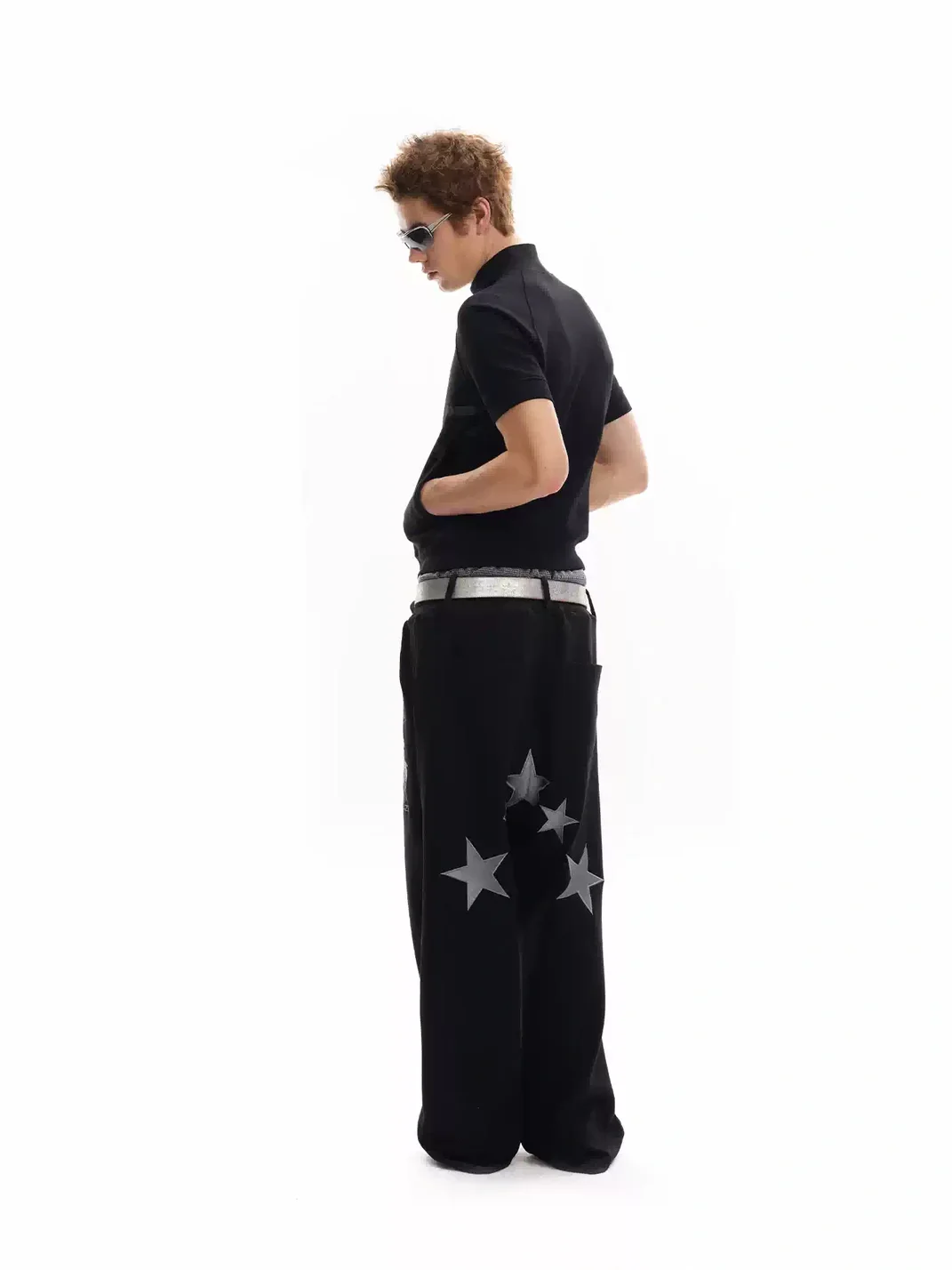 no E mosen | Union Jack Embroidered Baggy Wide-Leg Sweatpants