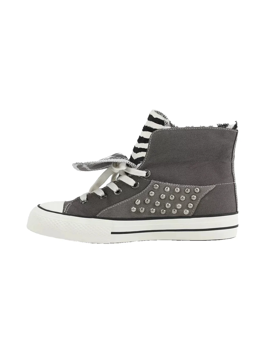 SELVMAKE | Zebra Star Rivet High-Top Canvas Sneakers