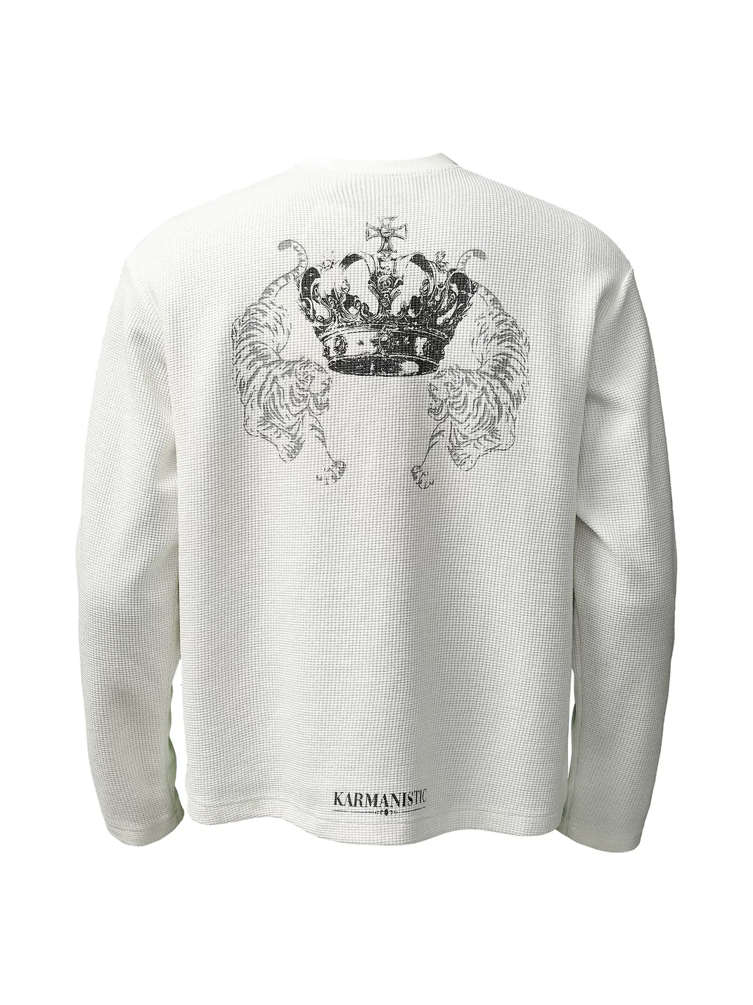 KARMANISTIC | Retro Waffle Knit Printed Long Sleeve Top