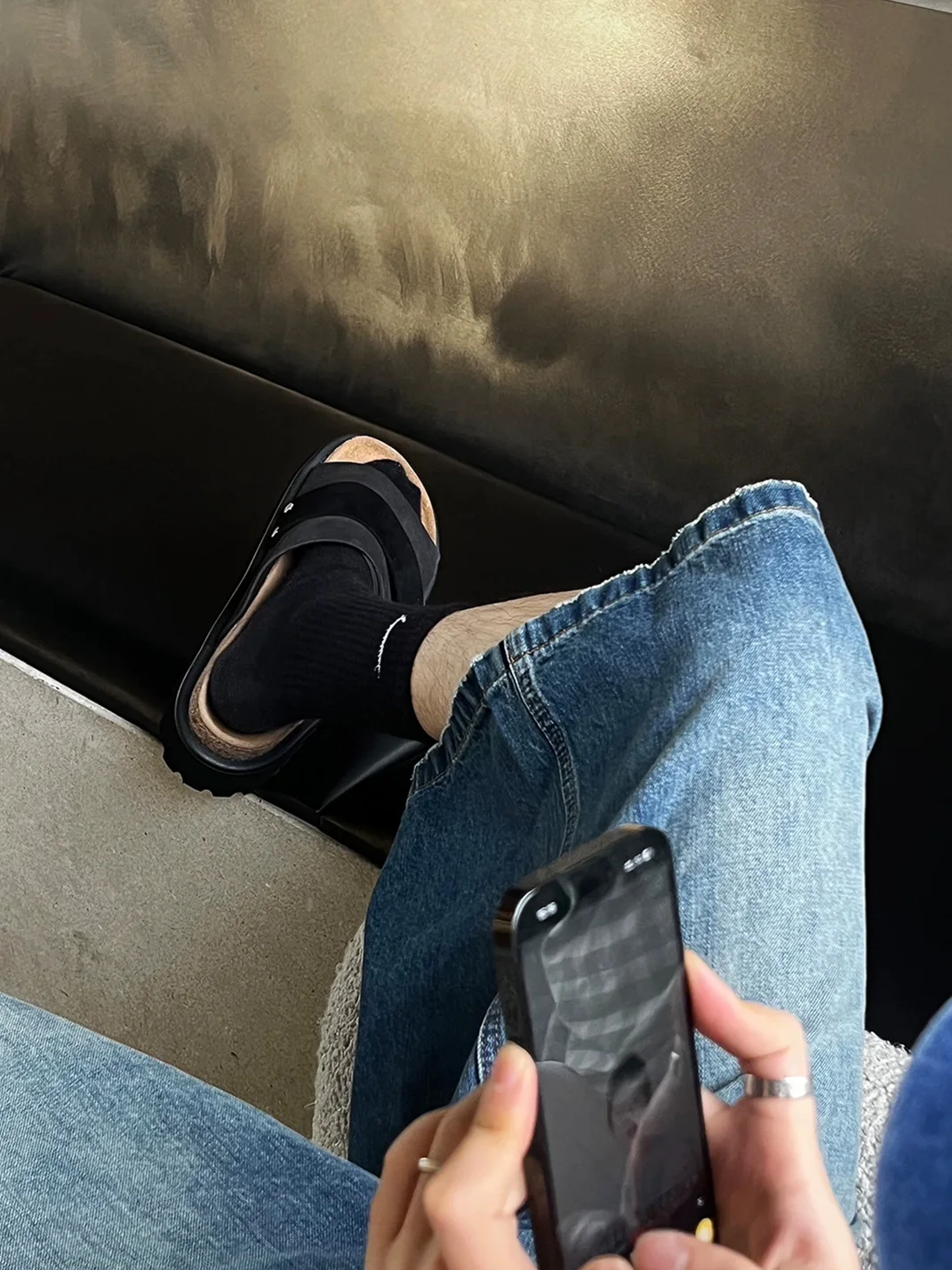 HANQIAORIJI | Studded Platform Leather Slides