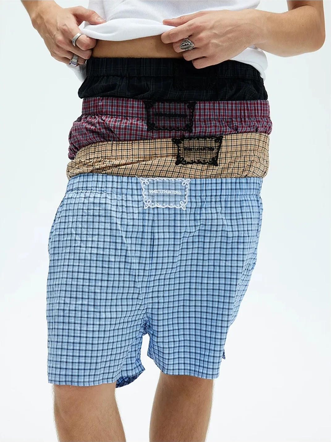 WHISTLEHUNTER | Plaid Lace-Trimmed Boxer Briefs