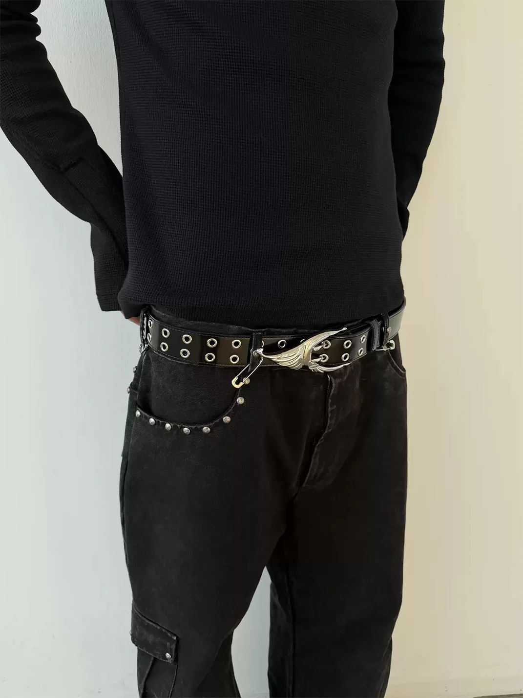WHISTLEHUNTER | Punk Glossy Leather Double-Pin Belt