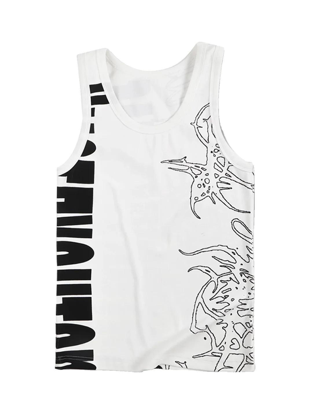 WHISTLEHUNTER | Graphic Ribbed Fitted Sleeveless Tank Top