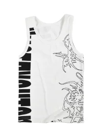 WHISTLEHUNTER | Graphic Ribbed Fitted Sleeveless Tank Top