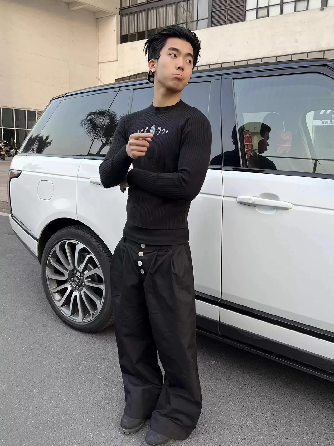 KARMANISTIC | Slim Fit Moon Phase Ribbed Sweater