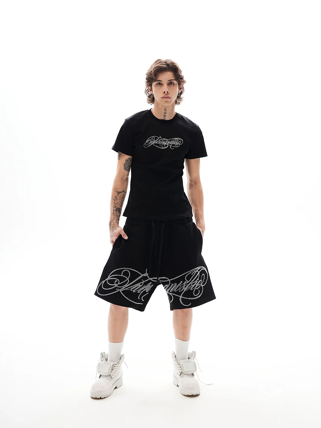 KARMANISTIC | Rhinestone Logo Slim Fit T-Shirt