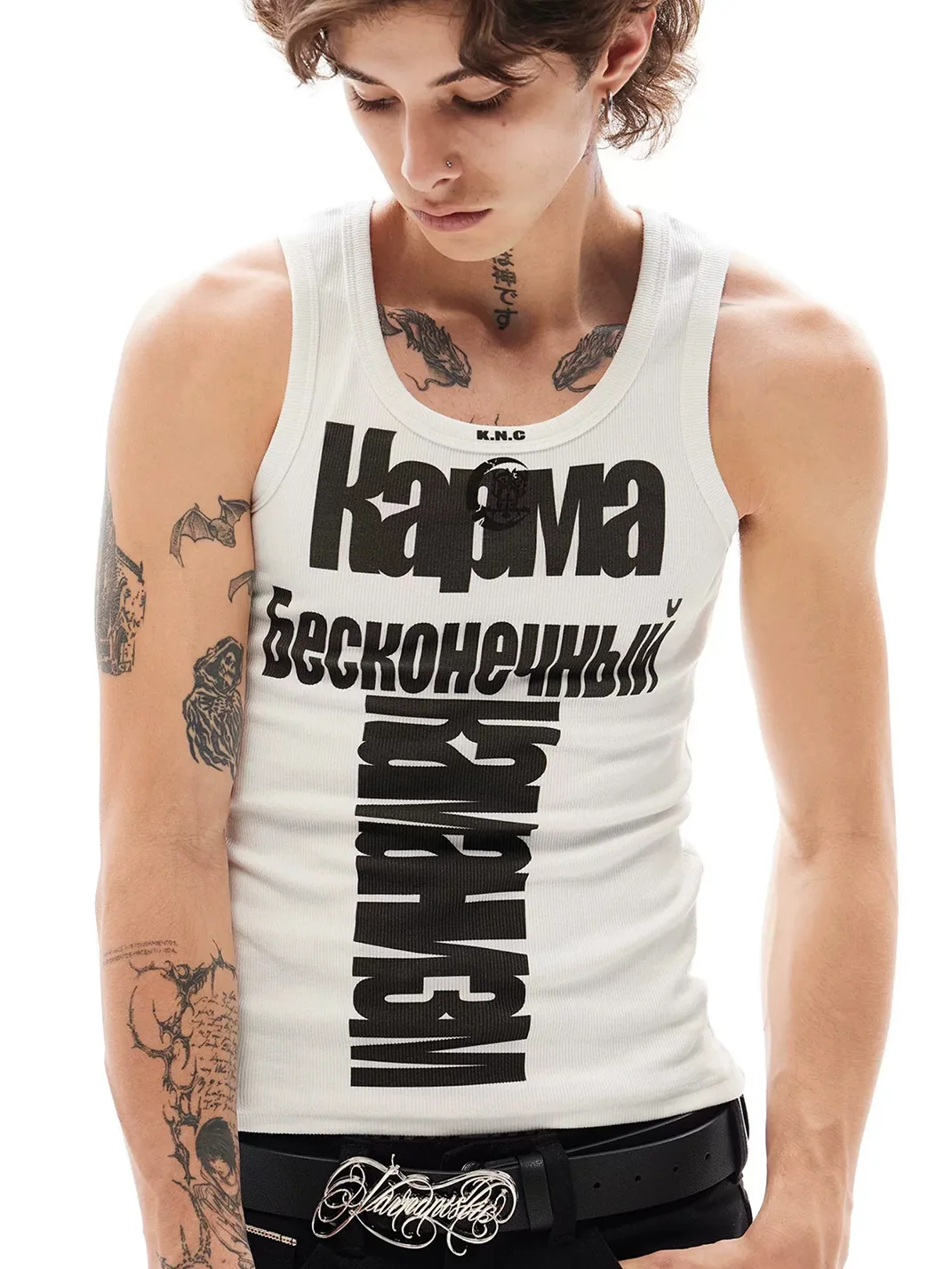 KARMANISTIC | Retro Ribbed Graphic Gym Tank Top