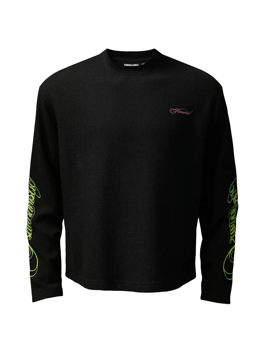 KARMANISTIC | Retro Waffle Knit Printed Long Sleeve Top