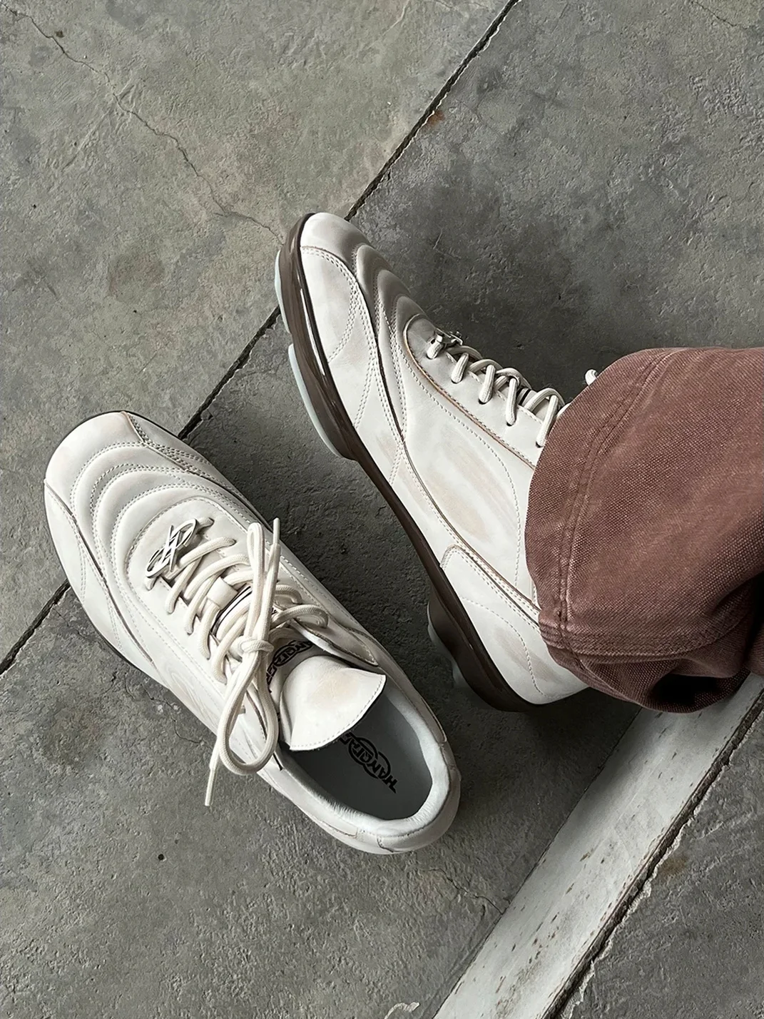 HANQIAORIJI | Distressed Leather German Trainer Sneakers