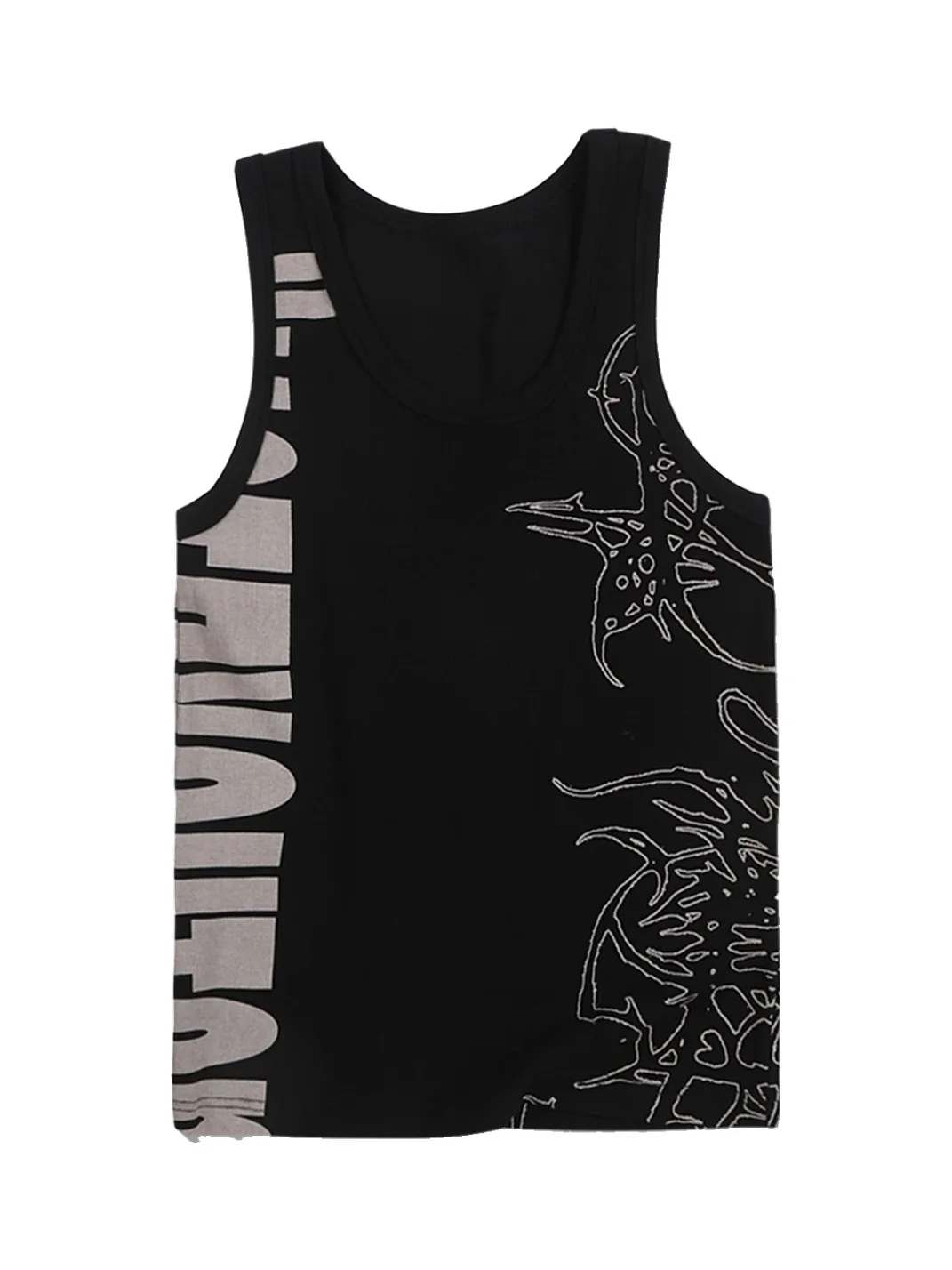 WHISTLEHUNTER | Graphic Ribbed Fitted Sleeveless Tank Top