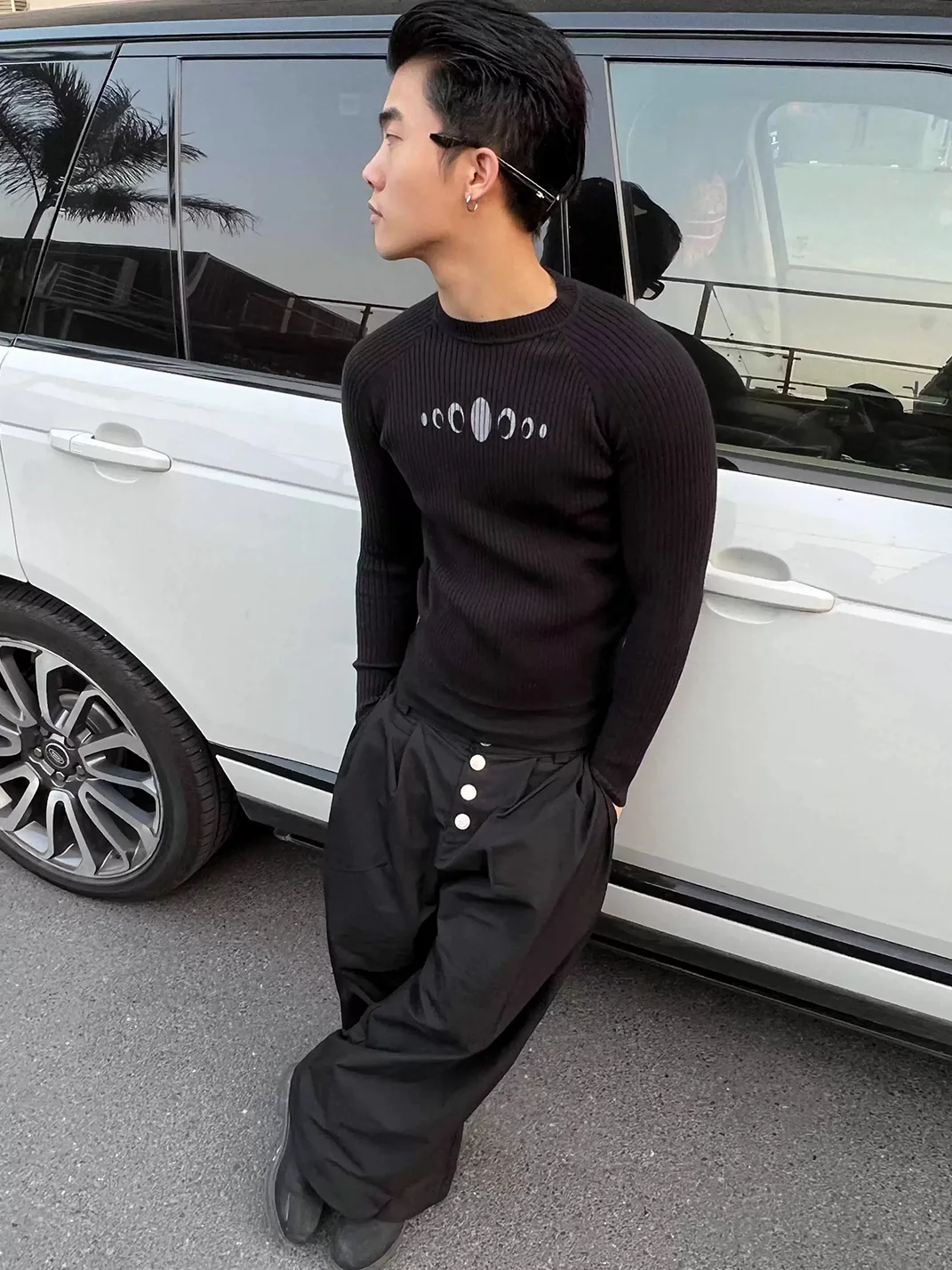 KARMANISTIC | Slim Fit Moon Phase Ribbed Sweater