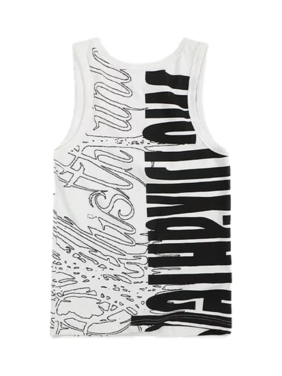 WHISTLEHUNTER | Graphic Ribbed Fitted Sleeveless Tank Top - 4