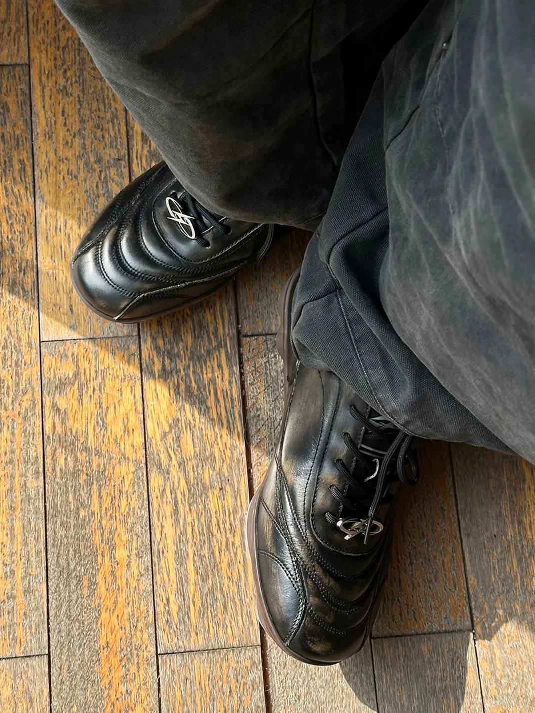 HANQIAORIJI | Distressed Leather German Trainer Sneakers