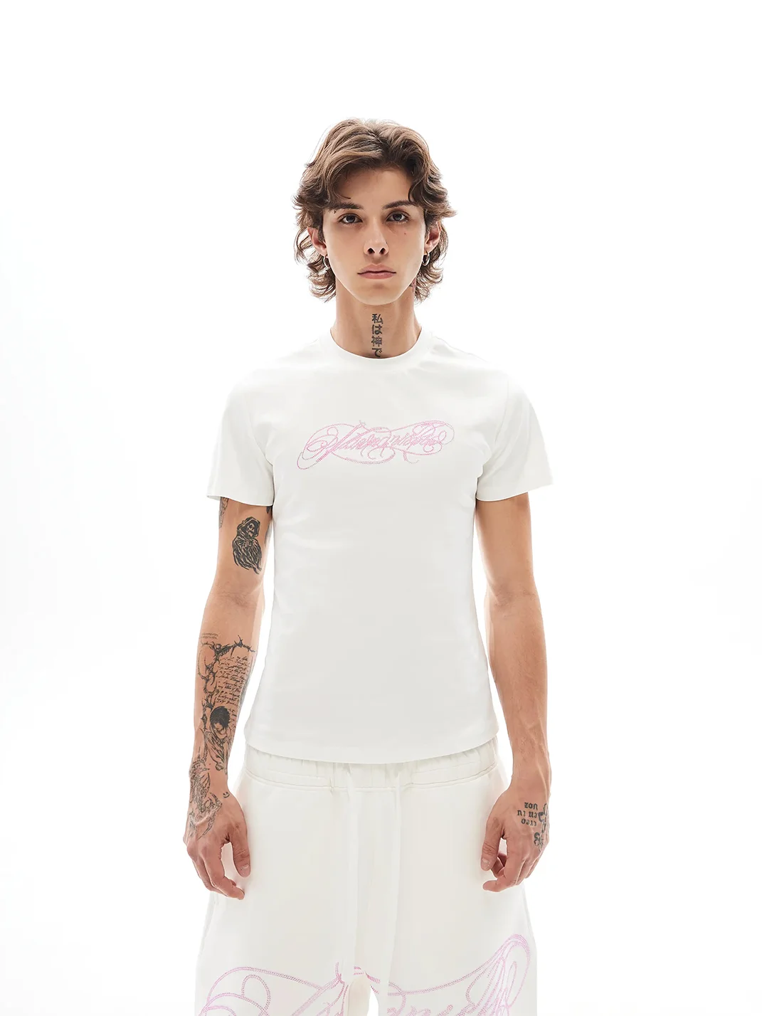 KARMANISTIC | Rhinestone Logo Slim Fit T-Shirt