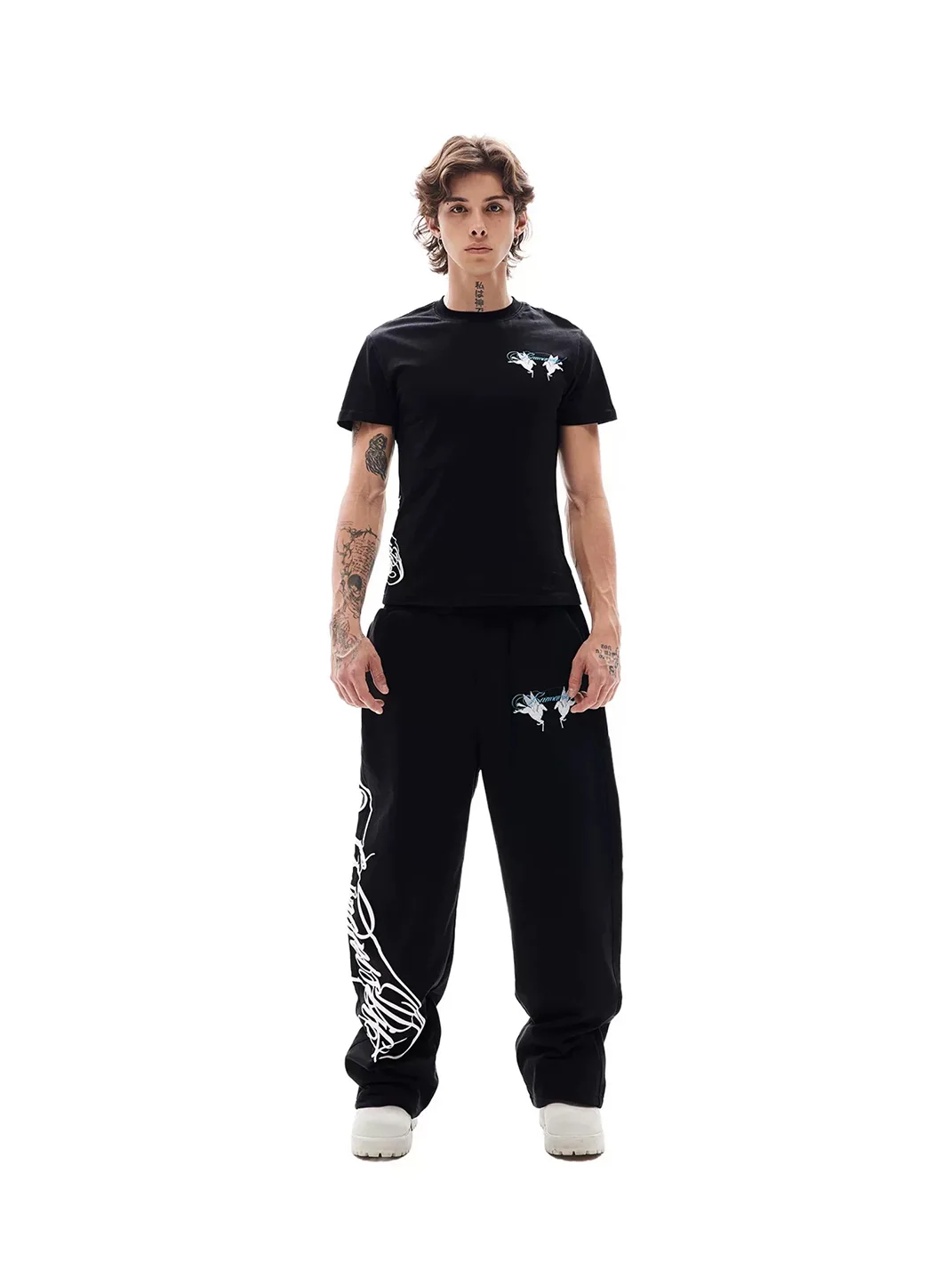 KARMANISTIC | Loose Wide Leg Graphic Drawstring Sweatpants