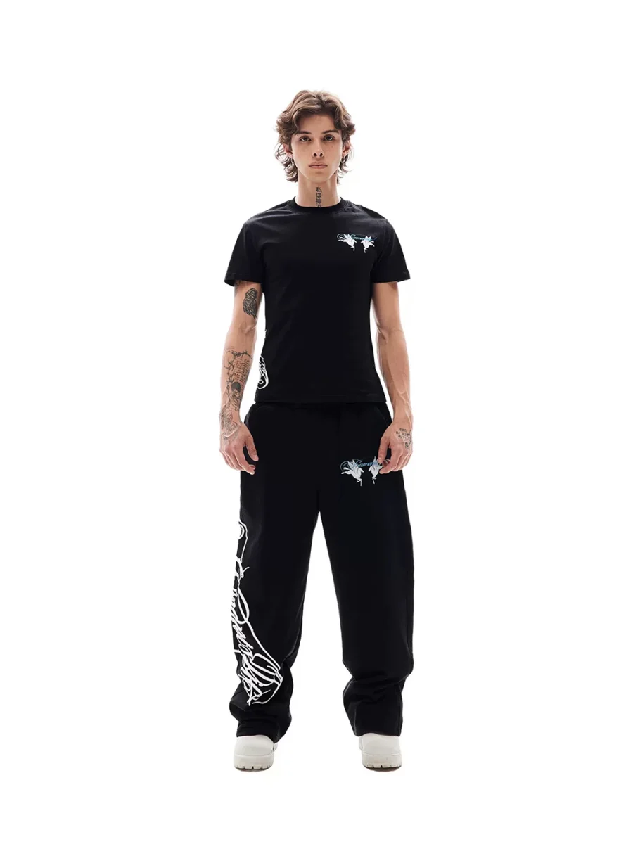 KARMANISTIC | Loose Wide Leg Graphic Drawstring Sweatpants - 2