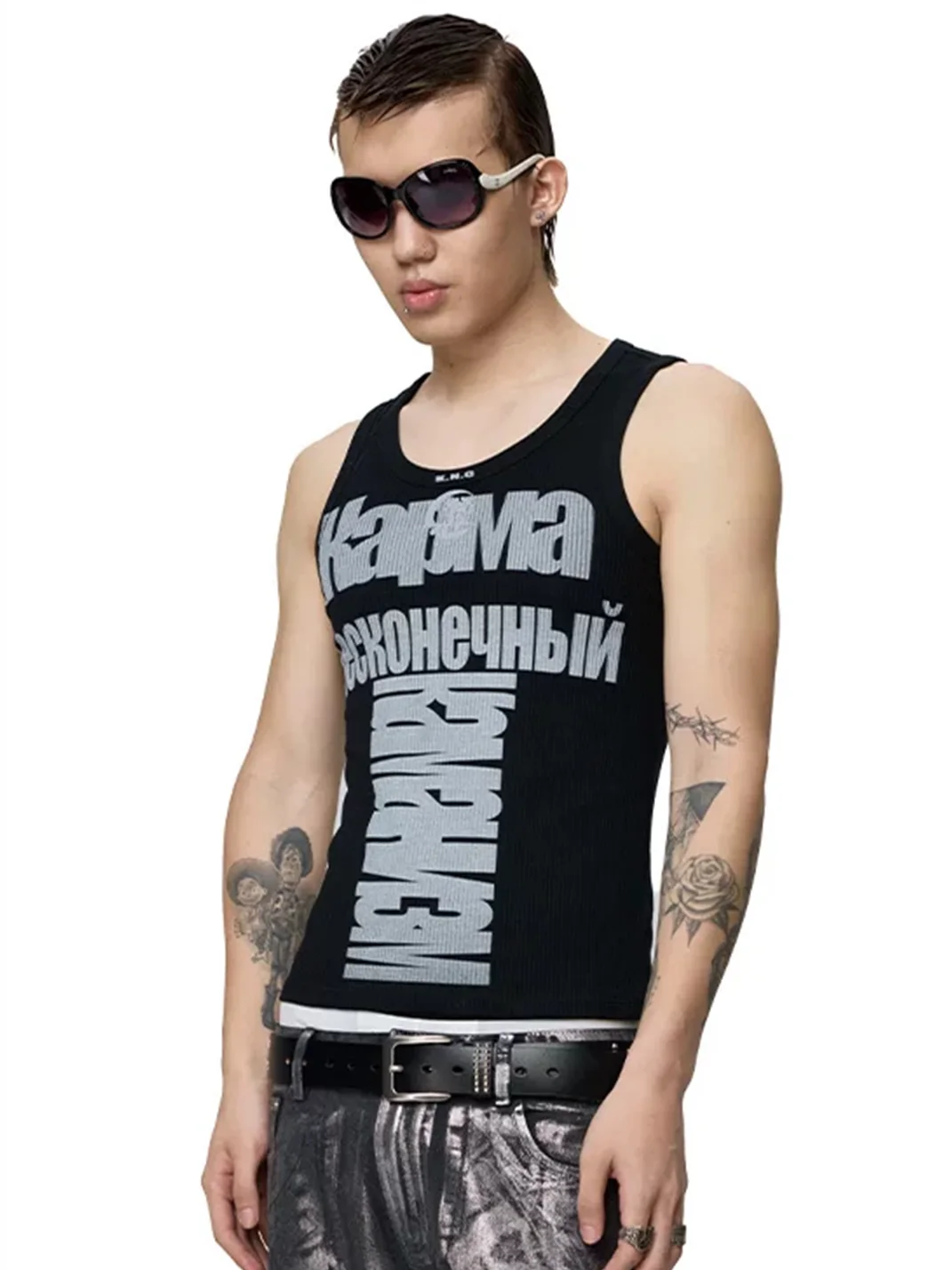 KARMANISTIC | Retro Ribbed Graphic Gym Tank Top