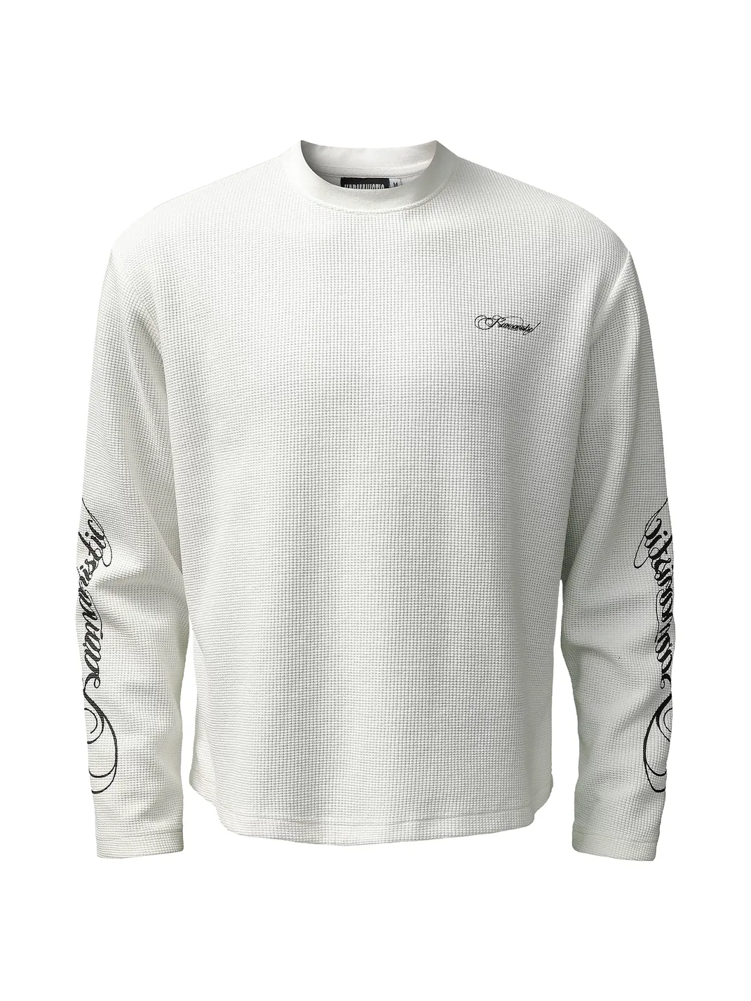 KARMANISTIC | Retro Waffle Knit Printed Long Sleeve Top