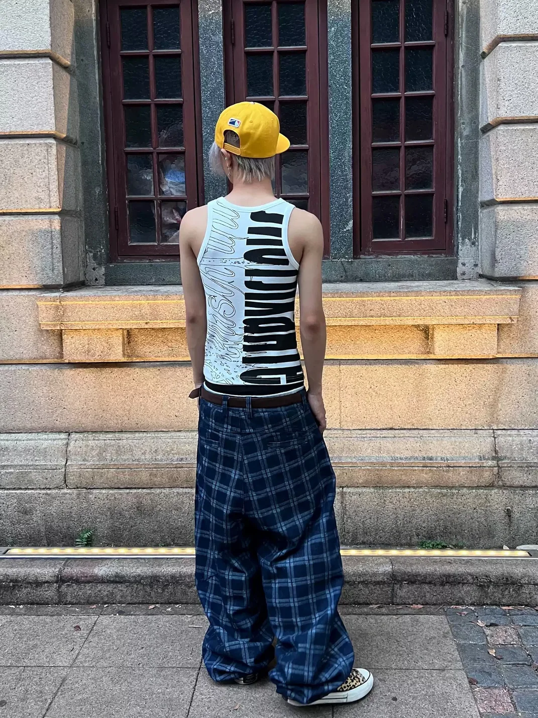 WHISTLEHUNTER | Graphic Ribbed Fitted Sleeveless Tank Top