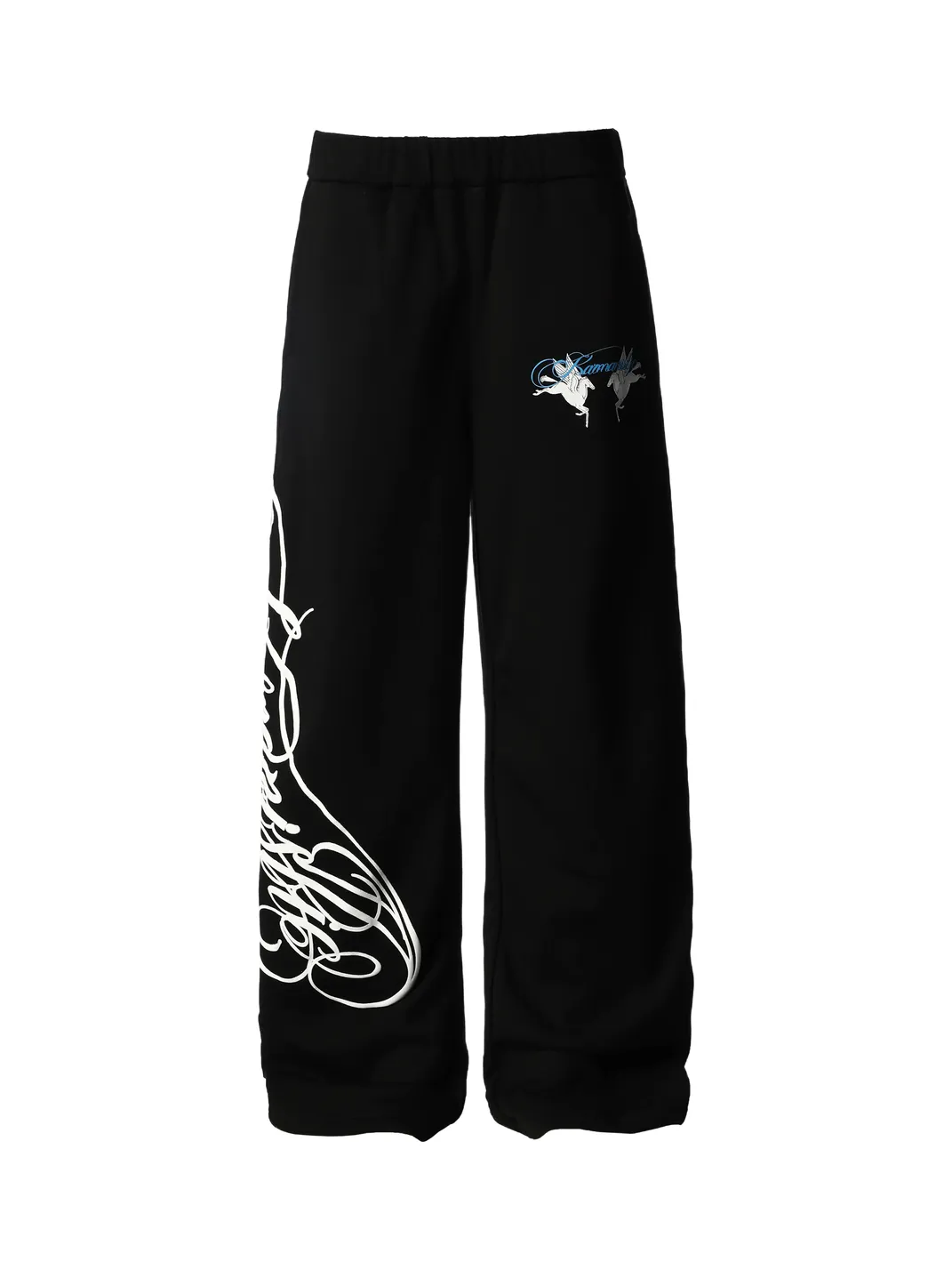 KARMANISTIC | Loose Wide Leg Graphic Drawstring Sweatpants