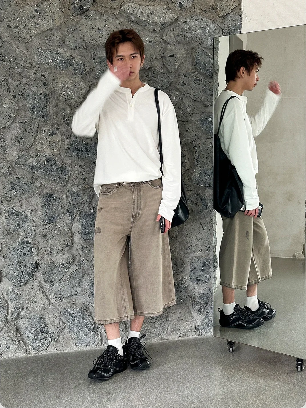 HANQIAORIJI | Mesh Panel Low-Top Casual Sneakers