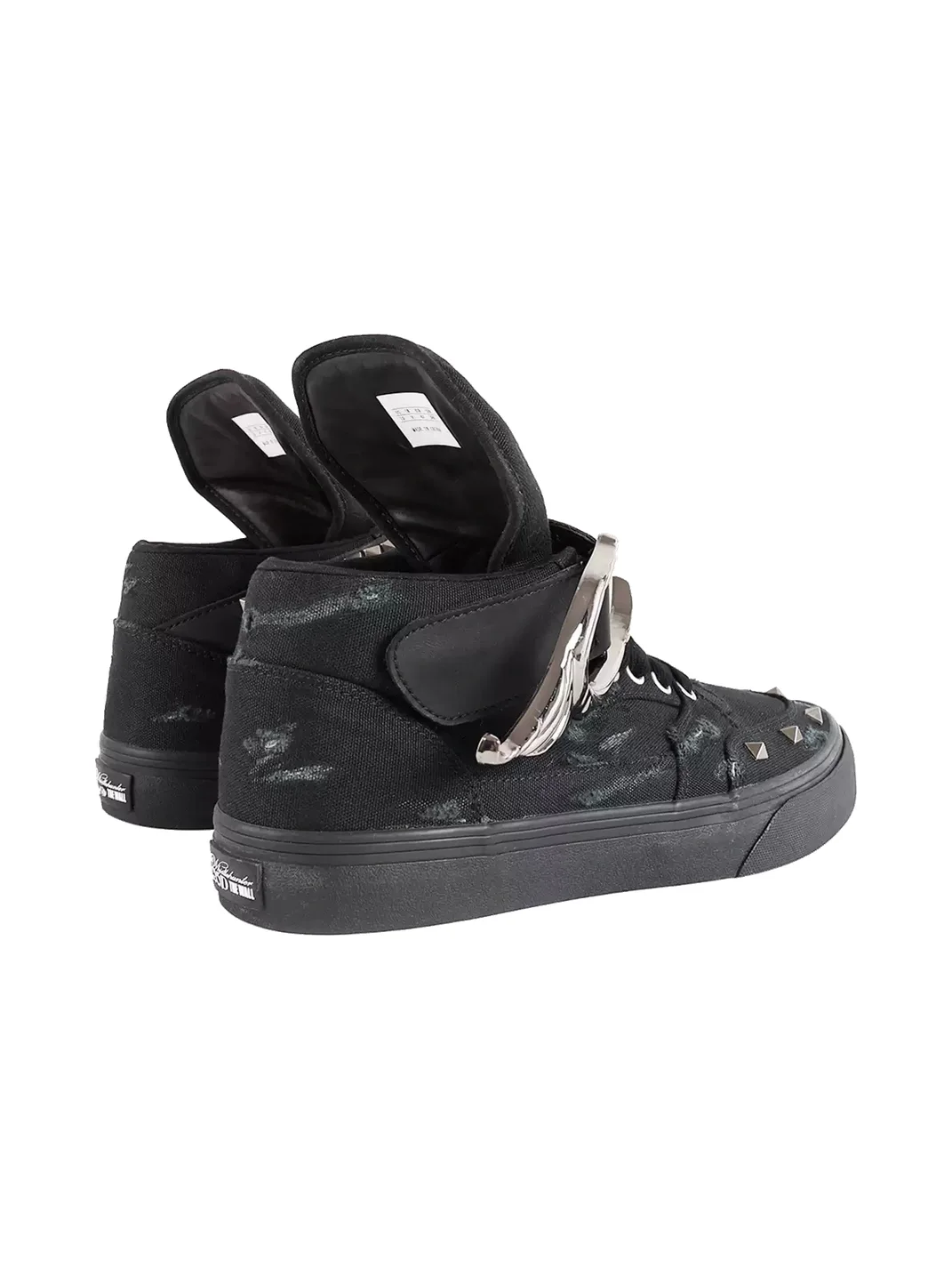 WHISTLEHUNTER | Distressed Studded High-Top Canvas Sneakers