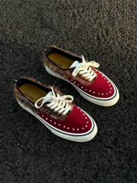 ZDZZFT | Studded Rhinestone Reddish Brown Casual Sneakers
