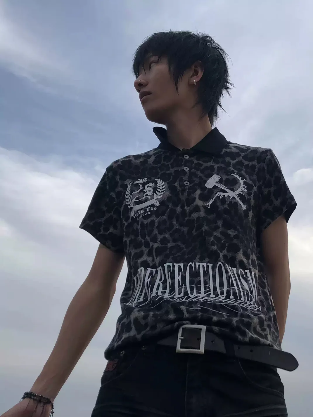 WHISTLEHUNTER | Leopard Print Short Sleeve Polo Shirt