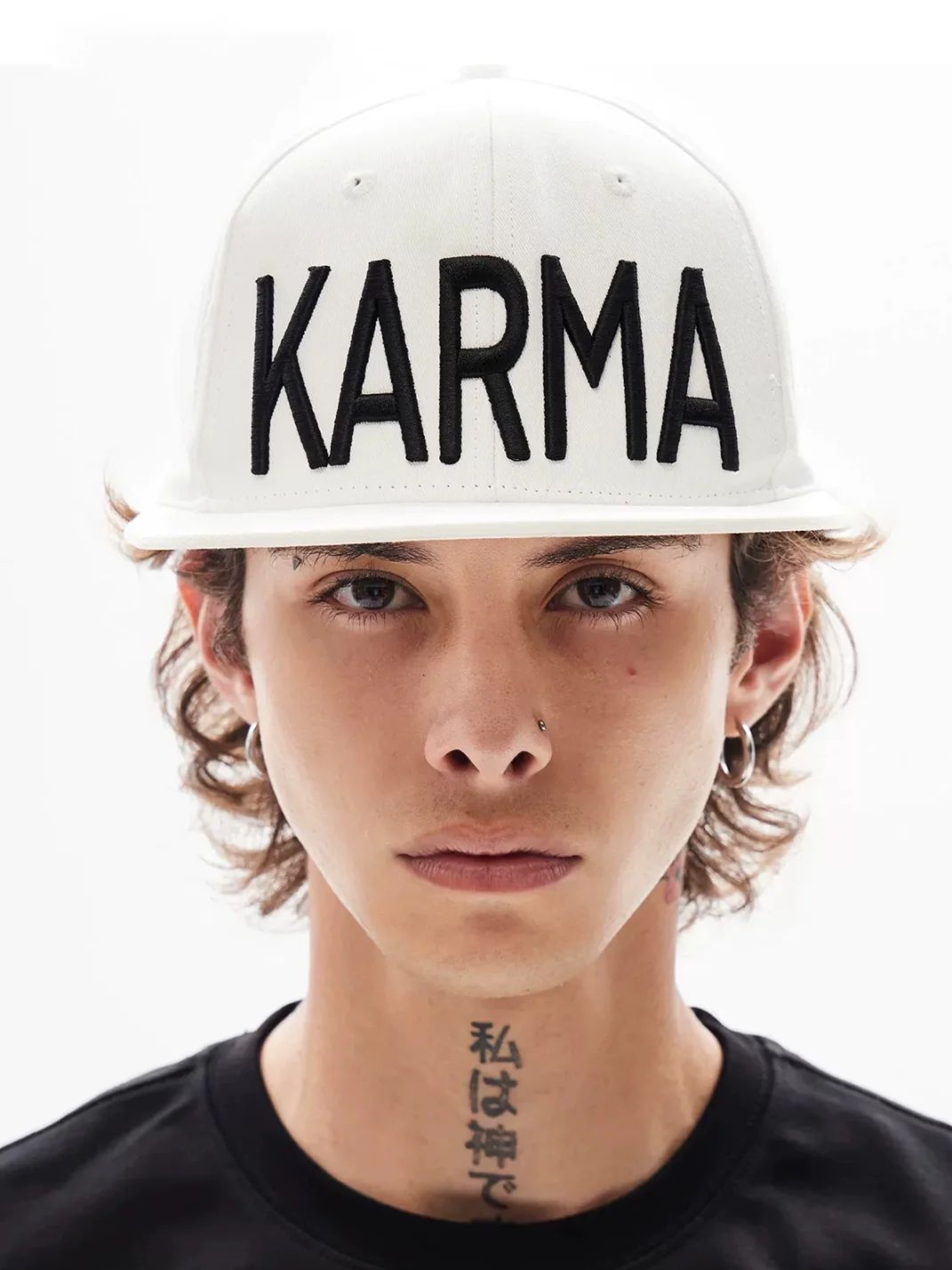 KARMANISTIC | Embroidered Lettering Flat-Brim Cap