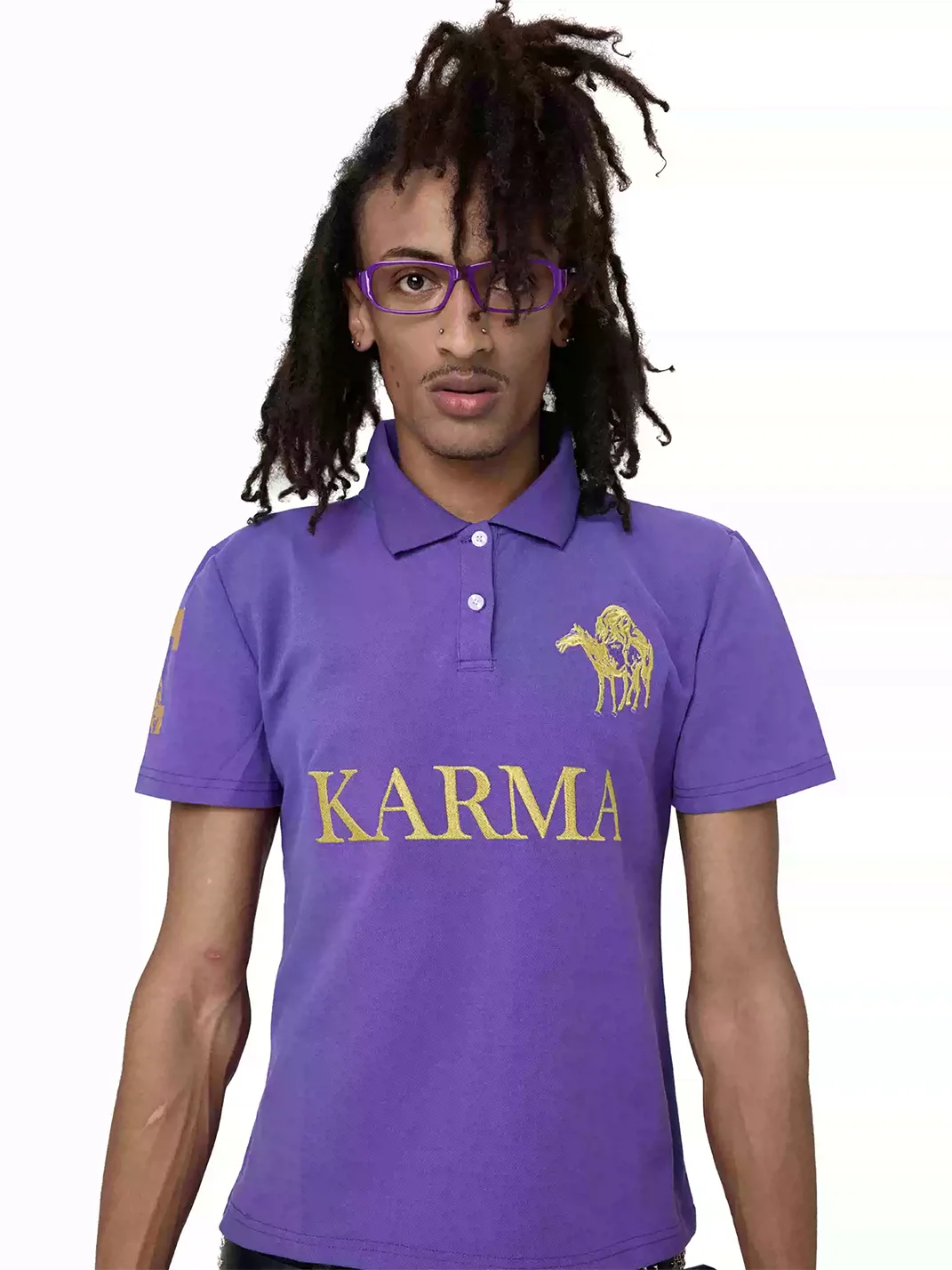 KARMANISTIC | Vintage Letter Print Polo Shirt