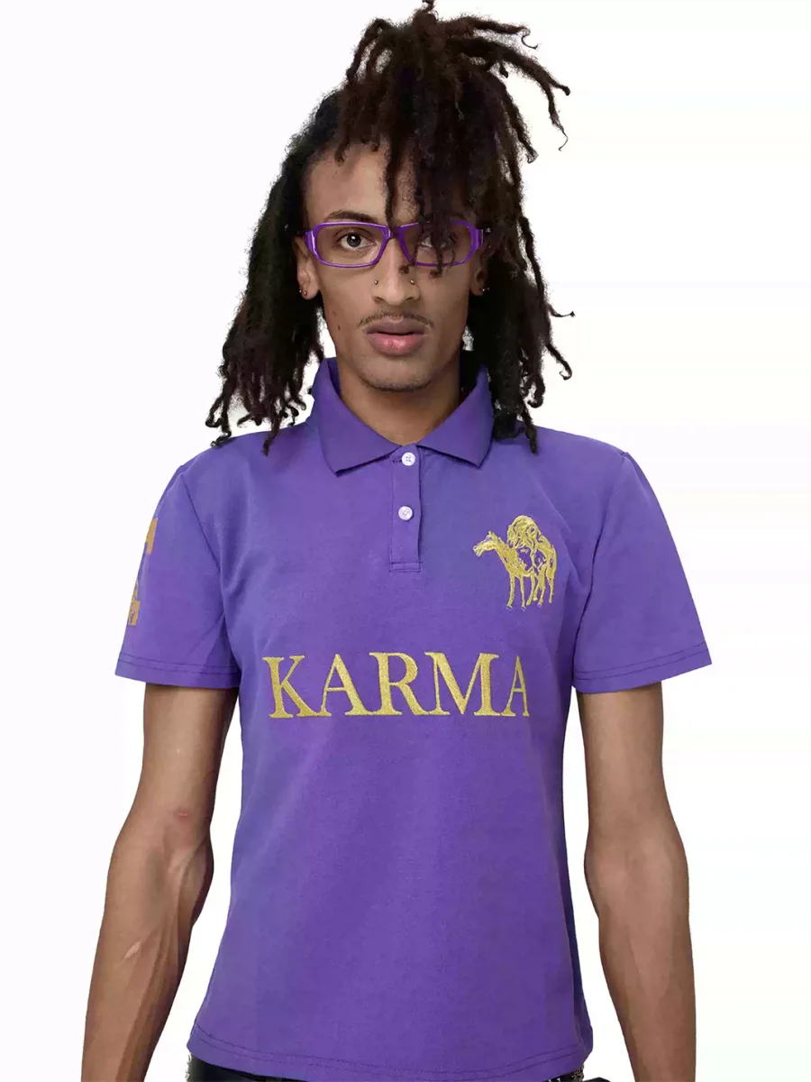 KARMANISTIC | Vintage Letter Print Polo Shirt - 2