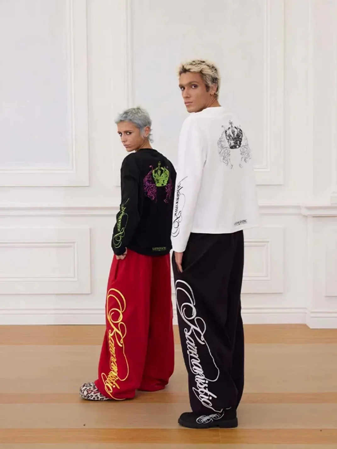 KARMANISTIC | Vintage Embroidered Straight-Leg Sweatpants