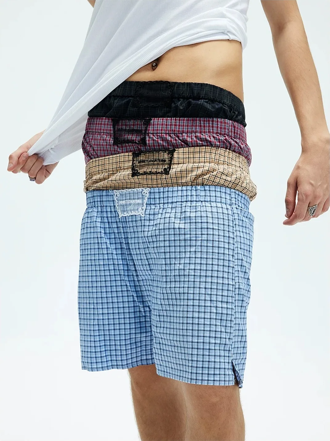 WHISTLEHUNTER | Plaid Lace-Trimmed Boxer Briefs