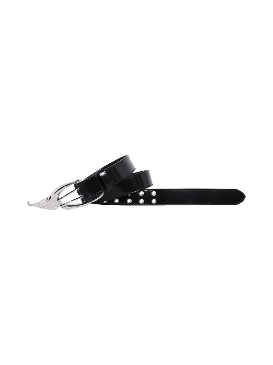 WHISTLEHUNTER | Punk Glossy Leather Double-Pin Belt - 3
