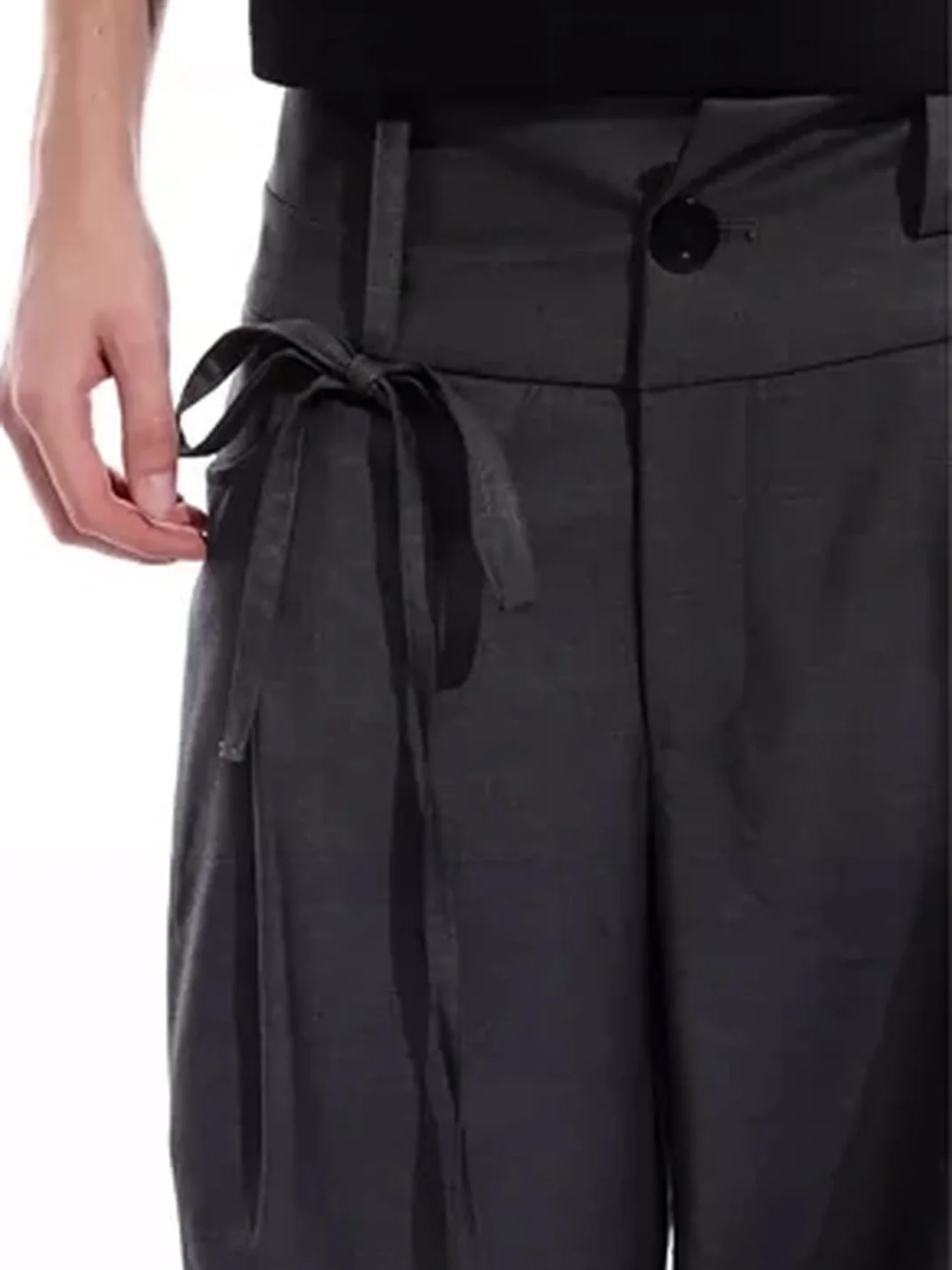 WHISTLEHUNTER | Rivet Ribbon Draped Straight-Leg Trousers