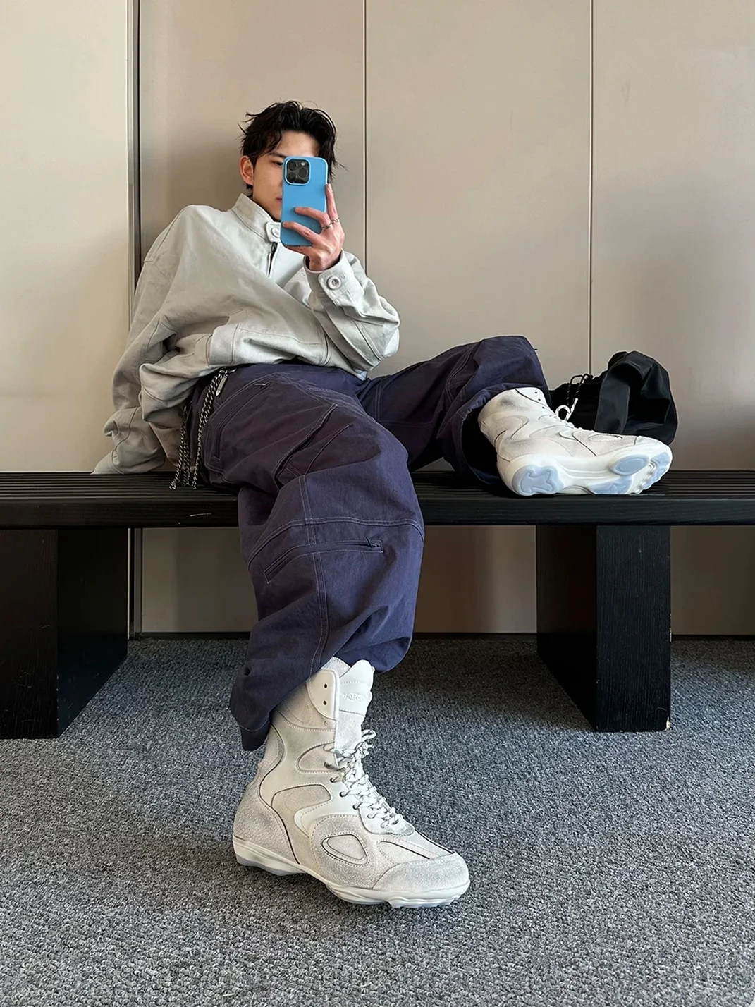 HANQIAORIJI | Distressed Deconstructed High-Top Trainer