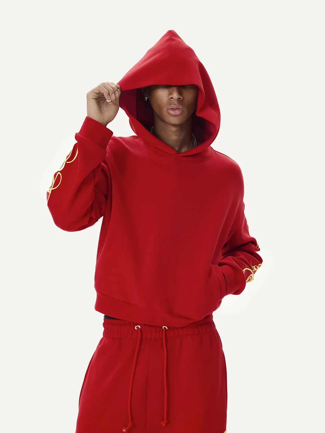 KARMANISTIC | Retro Embroidered Hooded Long-Sleeve Sweatshirt