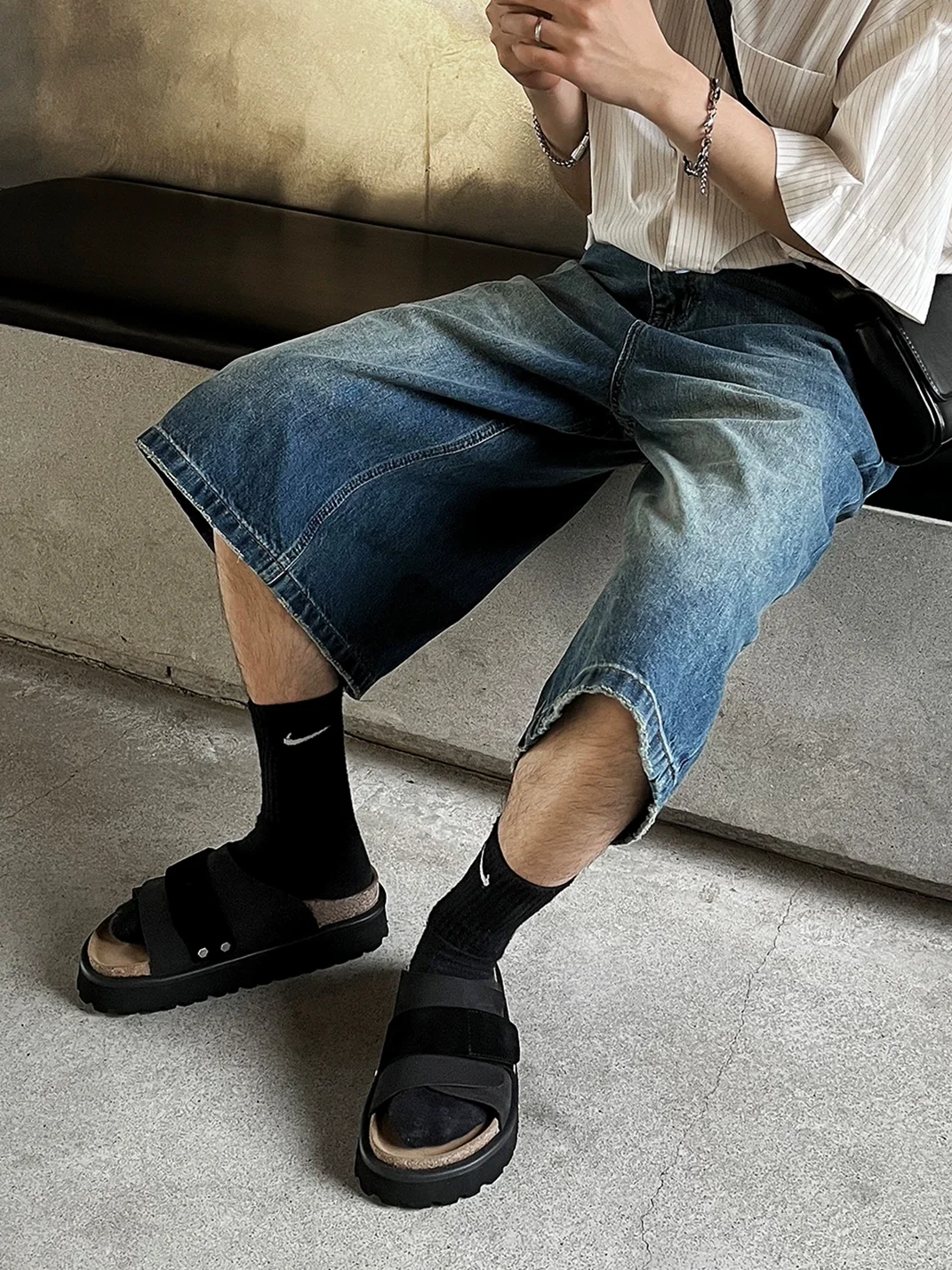 HANQIAORIJI | Studded Platform Leather Slides