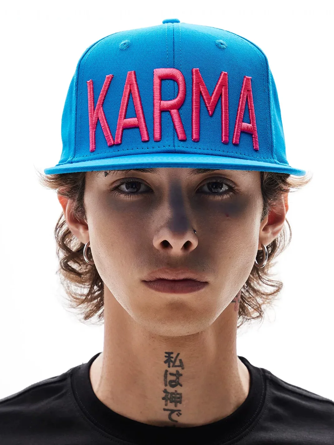 KARMANISTIC | Embroidered Lettering Flat-Brim Cap