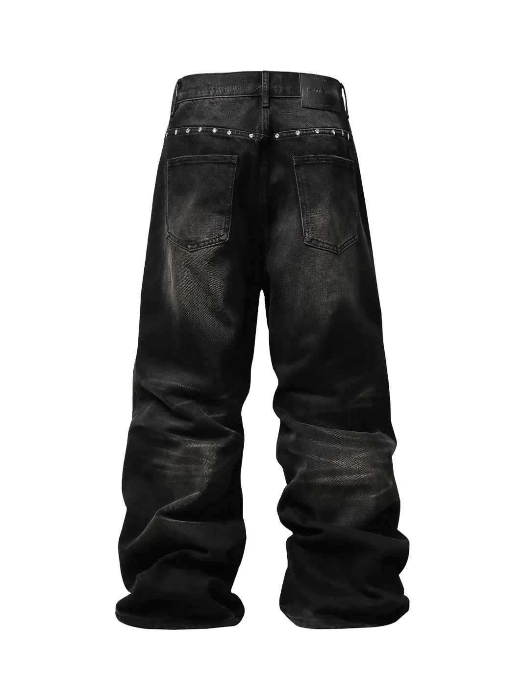 KARMANISTIC | Washed Distressed Wide-Leg Black Jeans